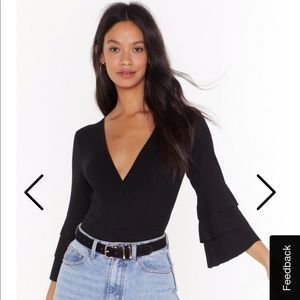 Have No Tier Ribbed Wrap Bodysuit- Nasty Gal